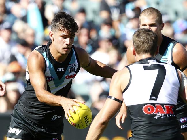 24/03/12 - AFL - Round 1 - Port Adelaide v Fremantle at Adelaide Oval. Riley Bonner.  Picture Sarah Reed