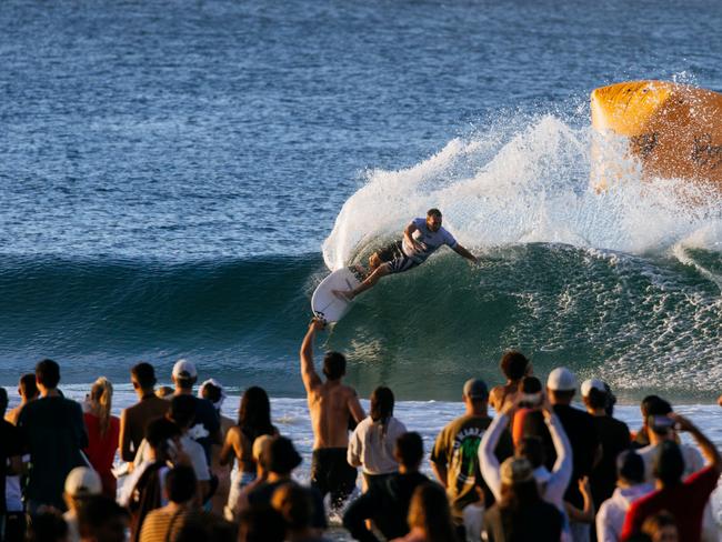 GOLD COAST, QUEENSLAND, AUSTRALIA - APRIL 27: WSL Champion Joel Parkinson of Australia surfs in the Snapper World Champs Heat at the Bonsoy Gold Coast Pro on April 27, 2024 at Gold Coast, Queensland, Australia. (Photo by Cait Miers/World Surf League)