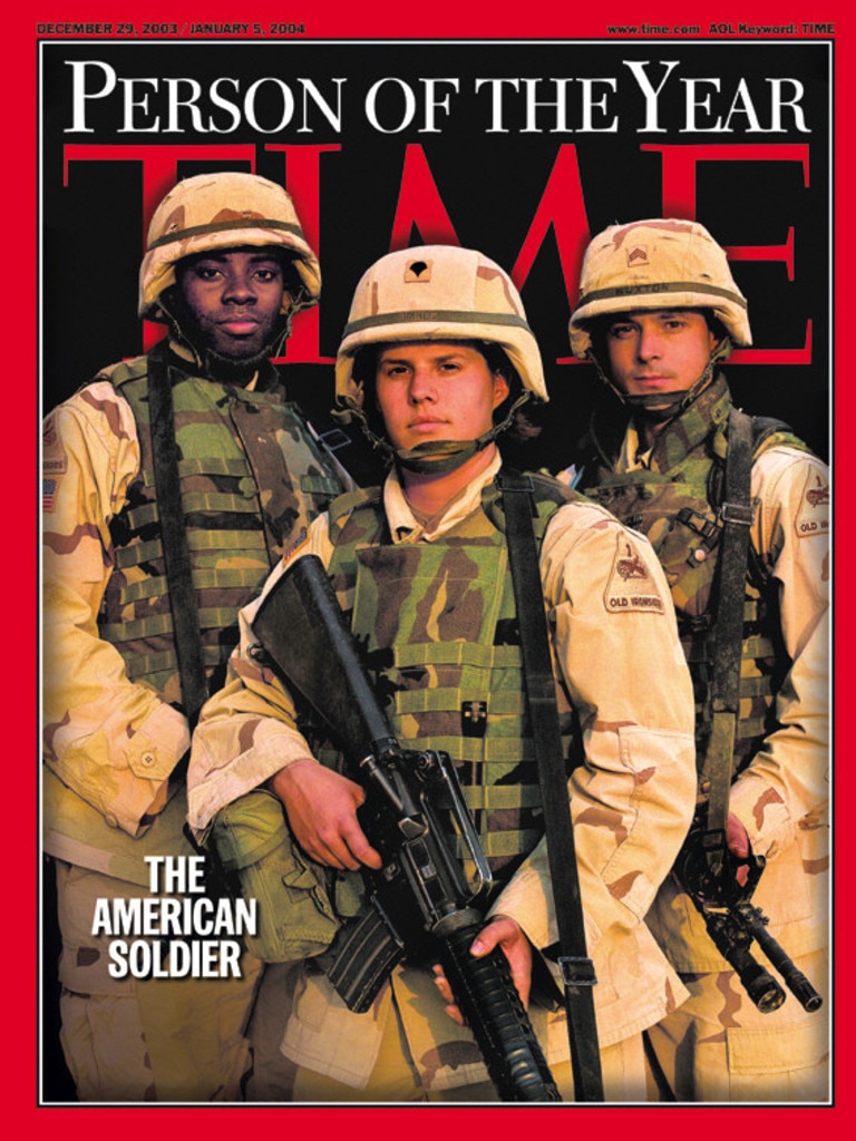 Despite the “Person of the Year” title, TIME has also regconised groups. In 2003, the Person of the Year was The American soldier, who bears the duty of ``living with and dying for a country’s most fateful decisions,’’ Photo: JAMES NACHTWEY FOR TIME