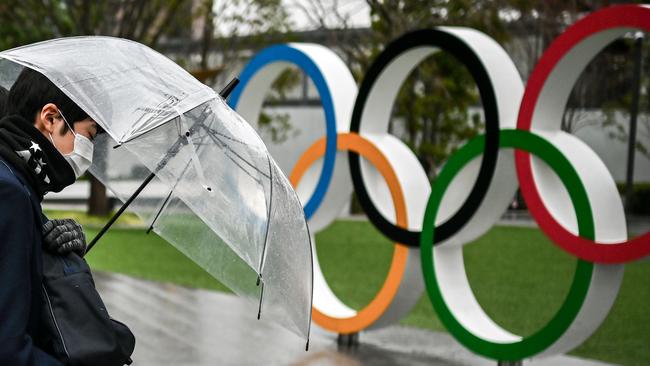 The Olympic rings outside the Japan Olympic Museum in Tokyo. Photo: AFP