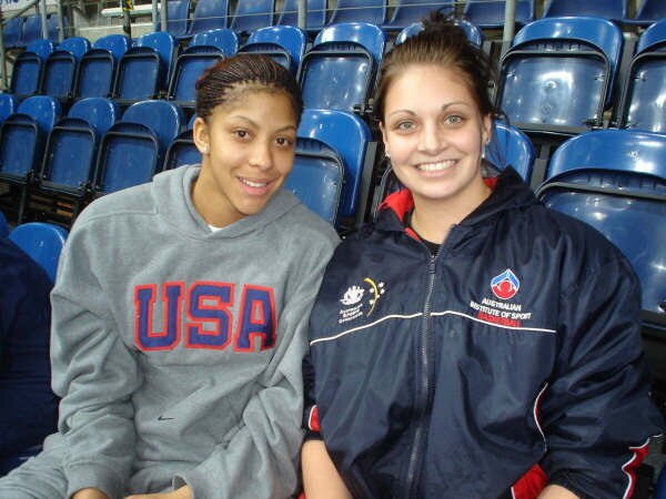 A teenage Cayla George with Candace Parker, who she will now team up with in Las Vegas. Picture: Supplied/Cayla George