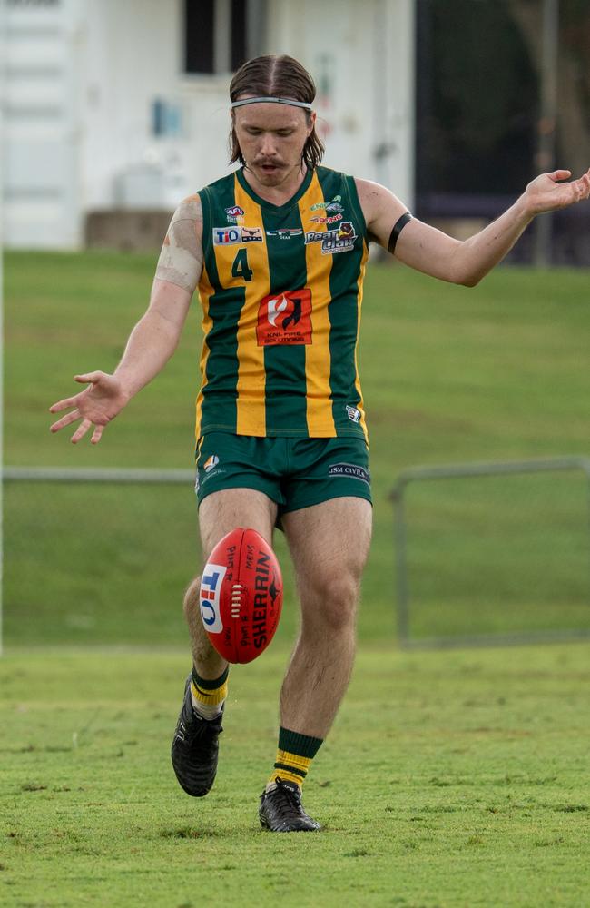 Kayden Malseed playing for PINT in the 2024-25 NTFL season. Picture: Tymunna Clements / AFLNT Media