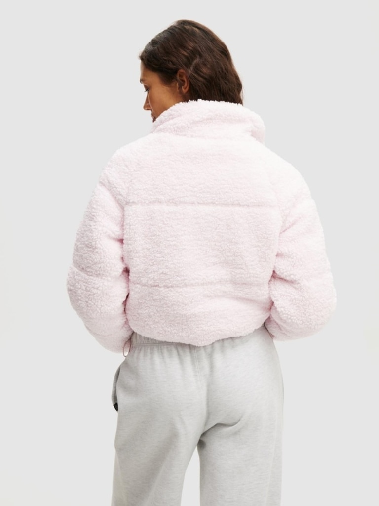 Cotton On The Mother Puffer Cropped Sherpa Jacket. Picture: THE ICONIC.