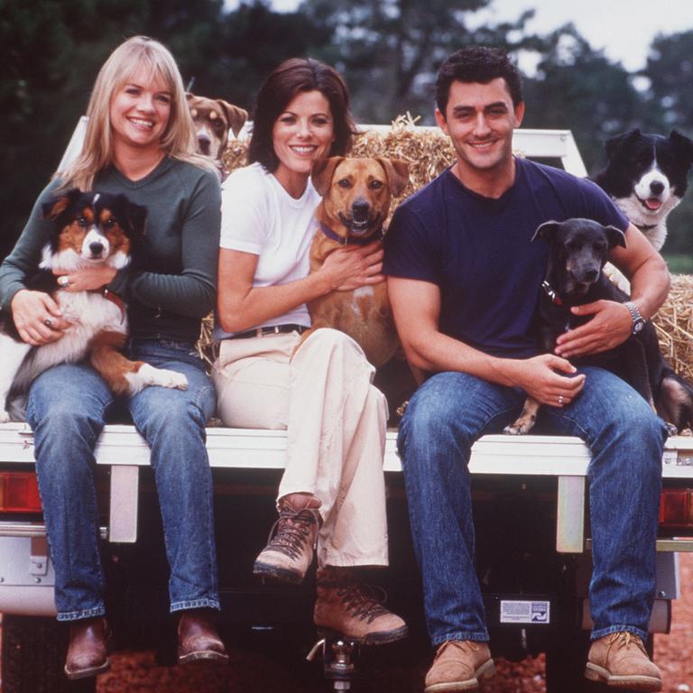 Gaha with fellow hosts Clodagh Crowe and Rebecca Harris on Animal Hospital in 2001.