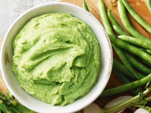 Broad bean, avocado and mint dip.