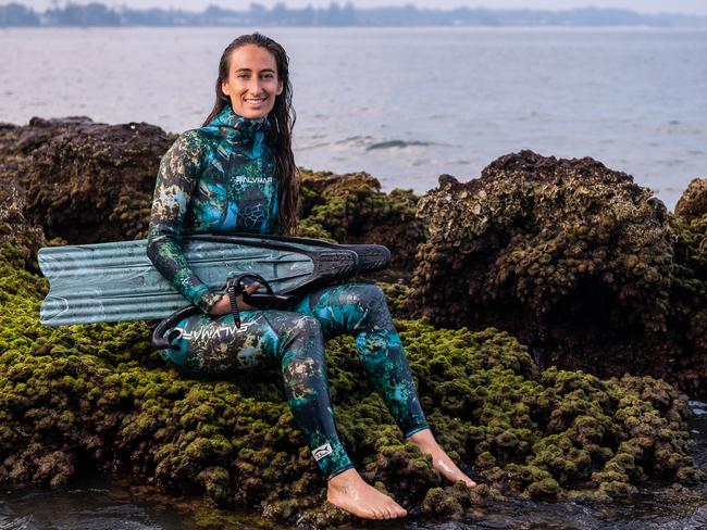 Lara Henderson from Woebegone Freedive on the south coast. Picture: @russellquinnphoto