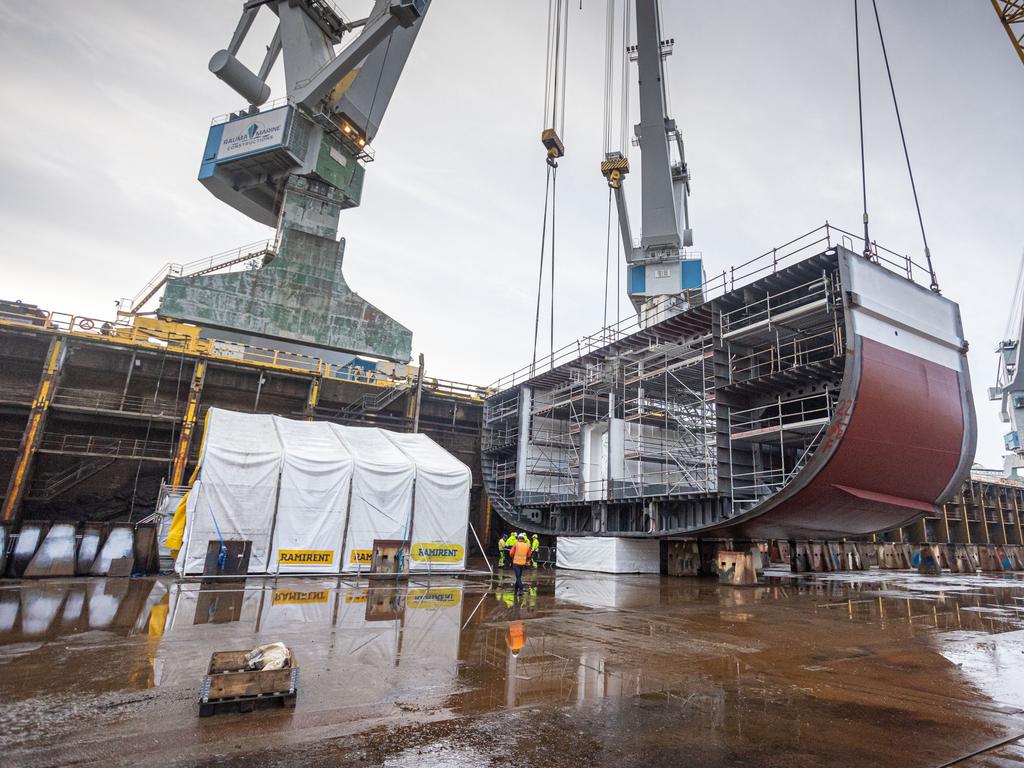 Keel-laying for the first new replacement Spirit of Tasmania ferry in Finland. Picture: Supplied