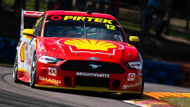 Fabian Coulthard turned up the heat in the Ford Mustang at Darwin. Picture: Getty Images