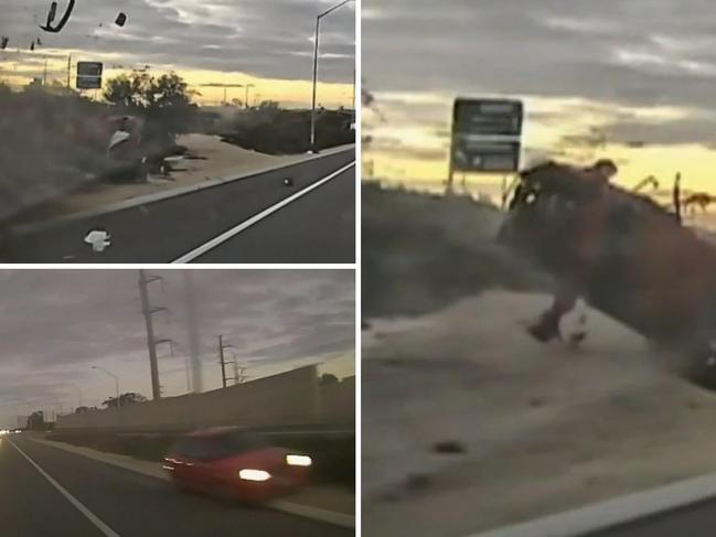 Car sent flying in heart-stopping crash