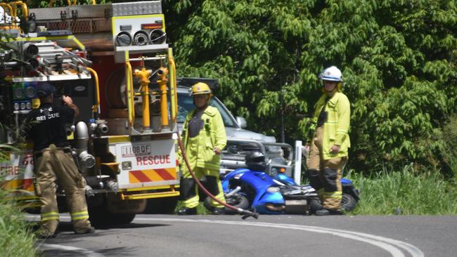 Emergency services rushed to the serious motorcycle and 4WD crash on Kenilworth Brooloo Road on December 4. Picture: Sam Turner