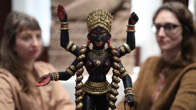 Kali striding over Shiva, probably Krishnanagar, Bengal, 1890s, during the launch of Tantra: Enlightenment To Revolution exhibition at the British Museum in London. (Photo by Yui Mok/PA Images via Getty Images)