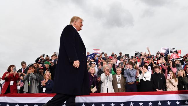 US President Donald Trump arrives to speak at a campaign rally in Huntington, West Virginia, on November 2.