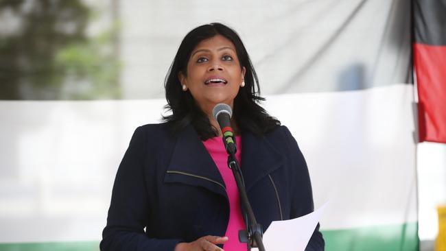 Greens leader Samantha Ratnam at a Pro Palestine Rally in Melbourne. Picture: David Crosling