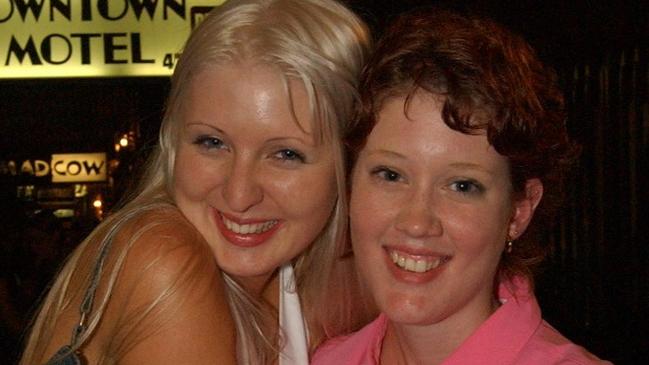 Rebecca Moody & Bri Paine on Flinders Street East Picture: Bryan Lynch ad315049