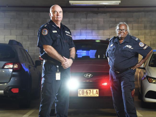 Superintedent Charles Farmer (APM) with Senior Aboriginal Community Police Officer Betty Herbert (APM).