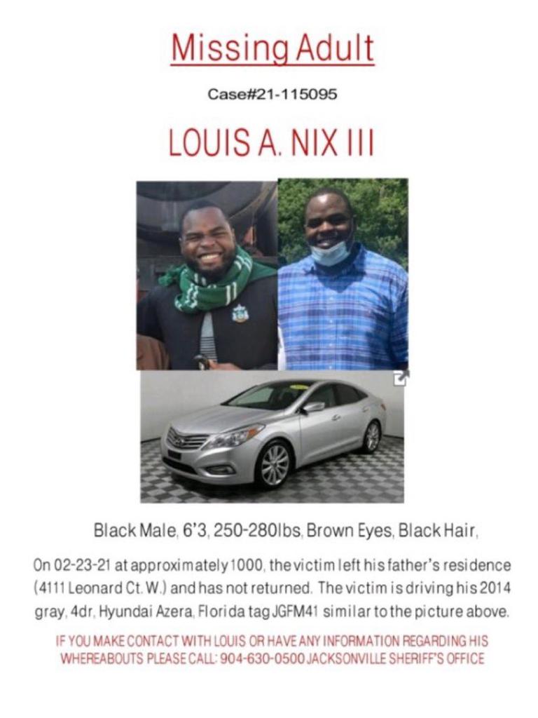 Louis Nix missing person poster. Photo: @coachbriankelly, Twitter.