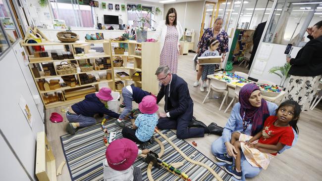 NSW Premier Dominic Perrottet at Uniting Frederick Street Pre-school in Rockdale. Picture: NCA NewsWire POOL / Dylan Coker