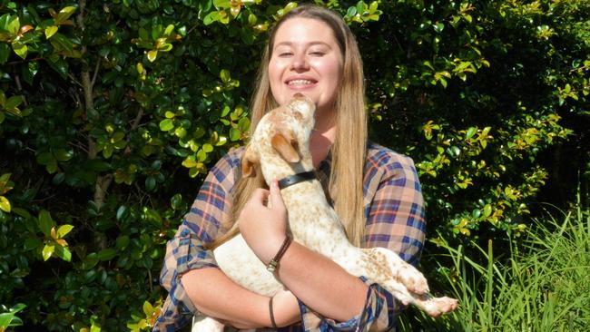 Happy Paws Happy Hearts Explore program participant Tally Allwood with Hugo the cattle dog cross. Picture: Rhylea Millar