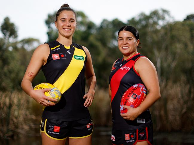 Ellie McKenzie and Madison Prespakis. Picture: Dylan Burns/AFL Photos