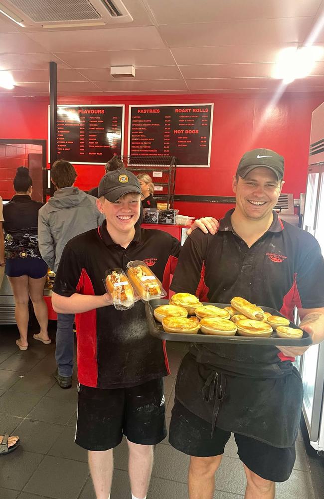 Joshua Williams and Blake Shields at Mal's Bakery in Oonoonba