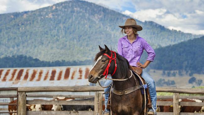 Bonnie Orchard riding a green broken brumby. Picture: Zoe Phillips