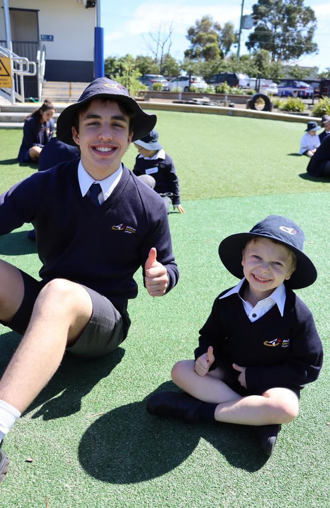 Ballarat Christian College preps started their first morning with Year 12 buddies. Picture: Ballarat Christian College