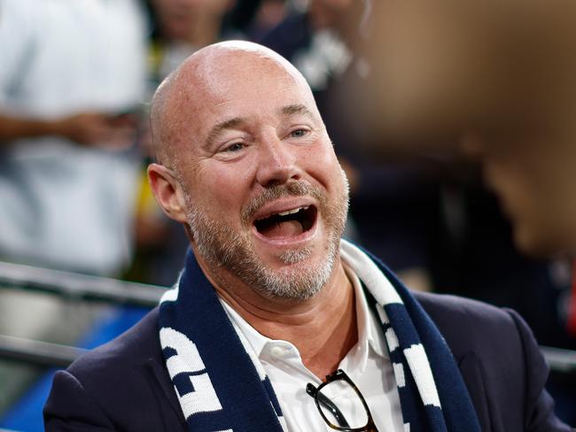 MELBOURNE, AUSTRALIA - MARCH 14: Carlton President Luke Sayers celebrates during the 2024 AFL Round 01 match between the Carlton Blues and the Richmond Tigers at the Melbourne Cricket Ground on March 14, 2024 in Melbourne, Australia. (Photo by Michael Willson/AFL Photos via Getty Images)