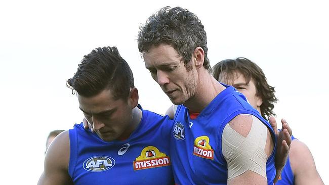 Bob Murphy with Dahlhaus in the final days of the former skipper’s career. Pic: AAP