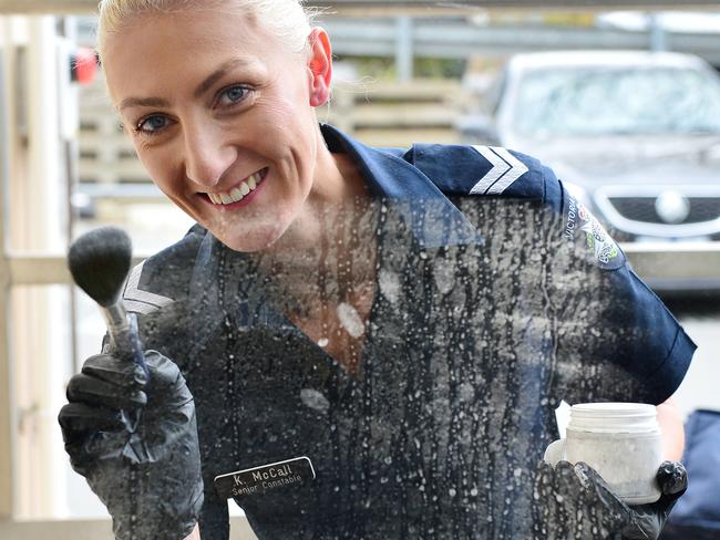 Forensic crime scene investigator Senior Constable Kate McCall. Picture: Nicki Connolly