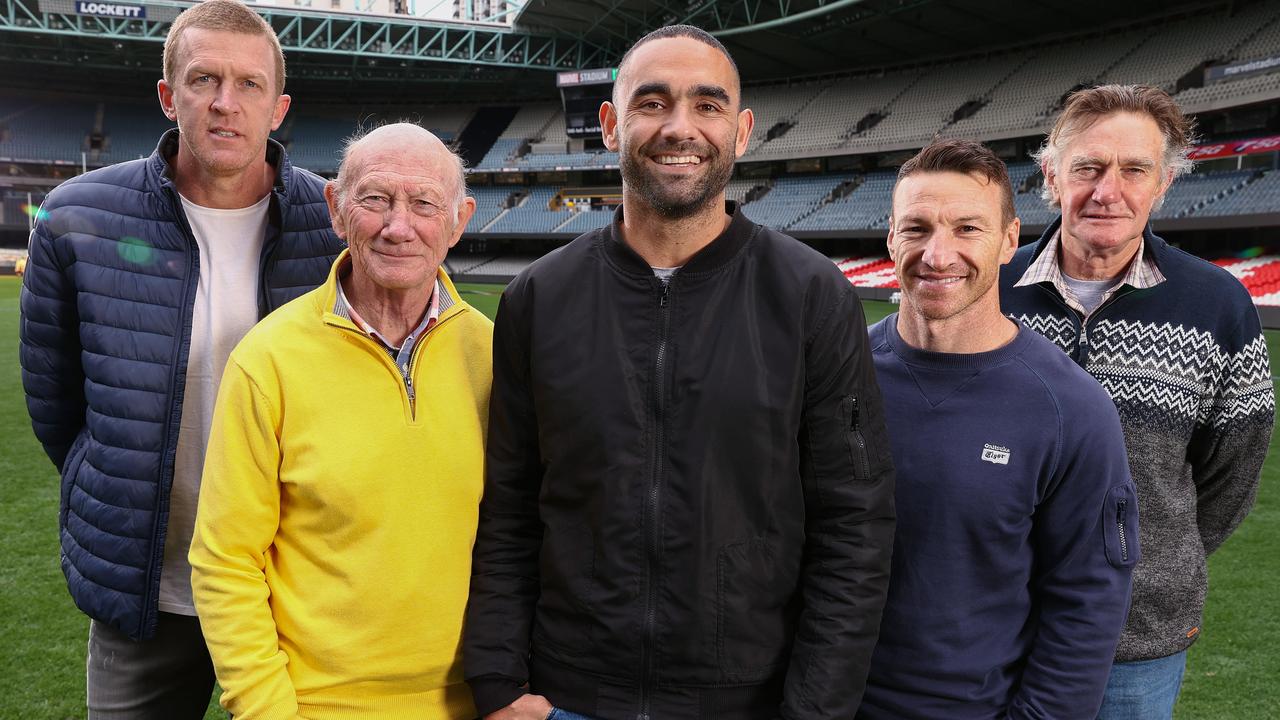 The 400 Club. Shaun Burgoyne joins Kevin Bartlett, Michael Tuck, Brent Harvey and Dustin Fletcher . Pic: Michael Klein