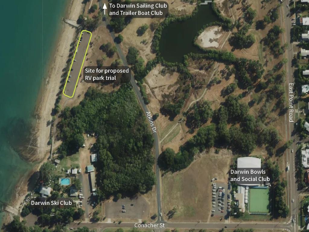 The City of Darwin is proposing an RV park trial at Bundilla Beach in Fannie Bay. Map: Supplied