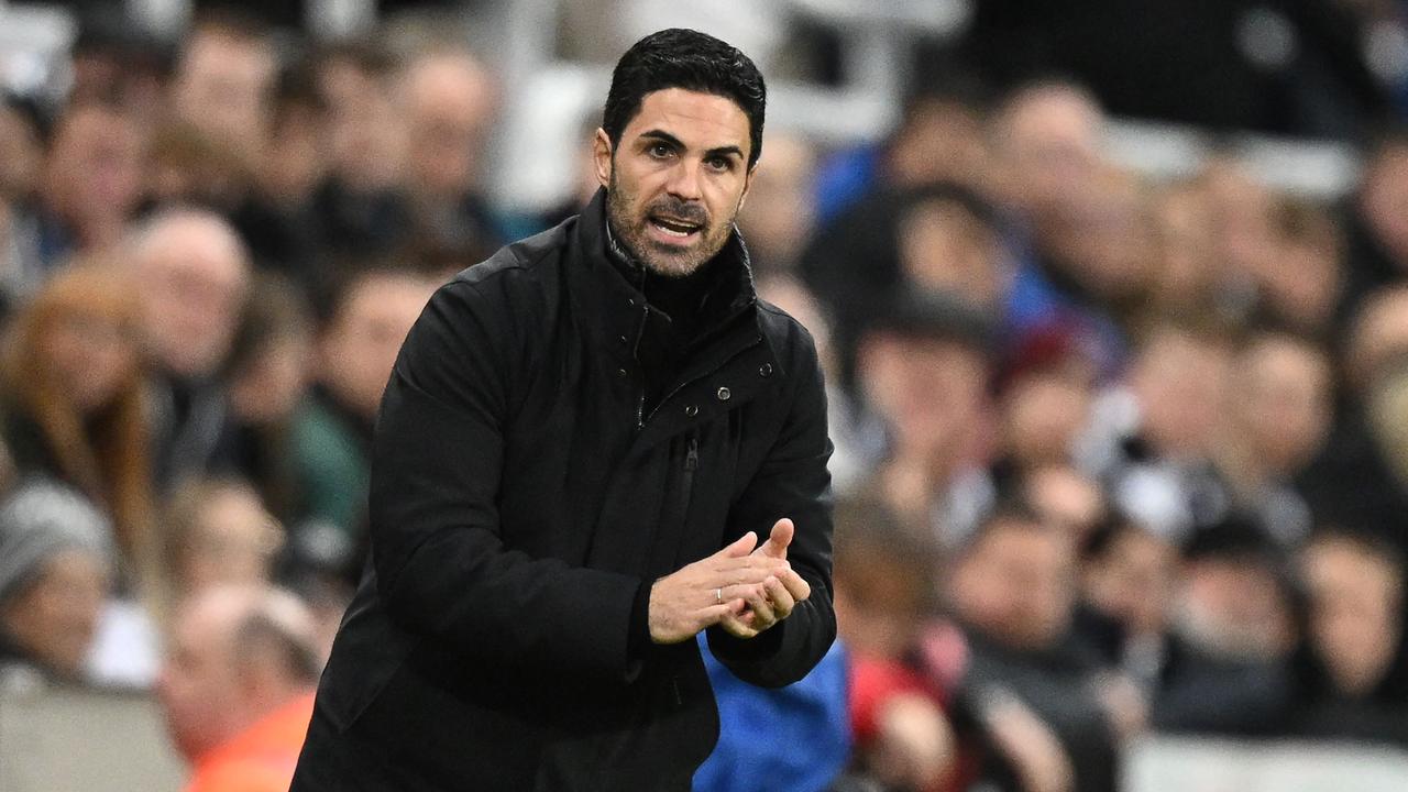(FILES) Arsenal's Spanish manager Mikel Arteta gestures on the touchline during the English Premier League football match between Newcastle United and Arsenal at St James' Park in Newcastle-upon-Tyne, north east England on November 4, 2023. VAR was supposed to help cut out egregious and costly refereeing mistakes but the technology has come under heavy fire from Premier League managers who have lost faith in the system. (Photo by Oli SCARFF / AFP) / RESTRICTED TO EDITORIAL USE. No use with unauthorised audio, video, data, fixture lists, club/league logos or 'live' services. Online in-match use limited to 120 images. An additional 40 images may be used in extra time. No video emulation. Social media in-match use limited to 120 images. An additional 40 images may be used in extra time. No use in betting publications, games or single club/league/player publications. / TO GO WITH AFP STORY BY JOHN WEAVER