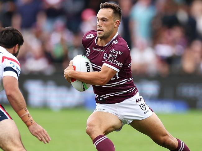 SYDNEY, AUSTRALIA - MARCH 17: LukeÃÂ Brooks of the Sea Eagles ruduring the round two NRL match between Manly Sea Eagles and Sydney Roosters at 4 Pines Park, on March 17, 2024, in Sydney, Australia. (Photo by Cameron Spencer/Getty Images)