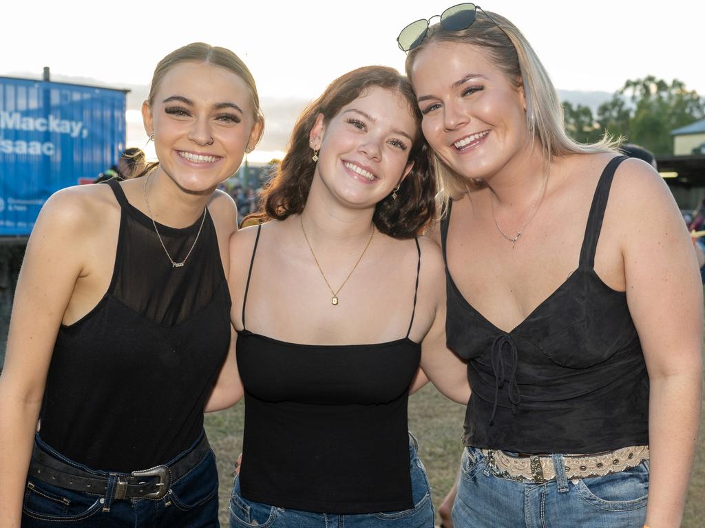 Tamiah Afflick, Taya Day-Gill and Dakota Poyner at Gargett Rodeo Saturday 3 June 2023 Picture: Michaela Harlow