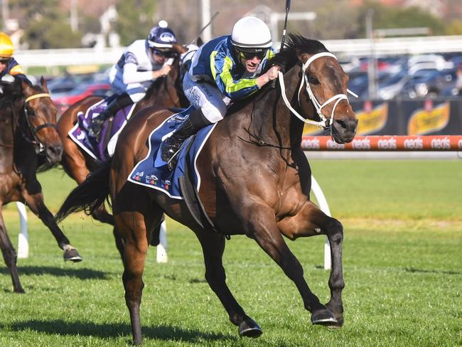 Uncle Bryn (GB) ridden by John Allen wins the Catanach's Jewellers MRC Foundation Cup at Caulfield Racecourse on September 23, 2023 in Caulfield, Australia. (Photo by Reg Ryan/Racing Photos via Getty Images)