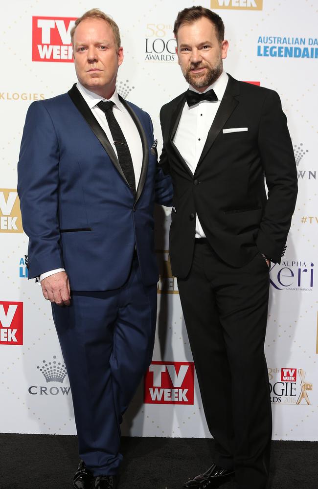 Pete Hellier and Anthony Lehmann at the 58th annual TV Week Logie Awards. Picture Julie Kiriacoudis