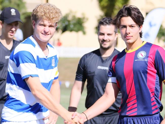 GPS First XI football between Brisbane State High and Nudgee College. Saturday May 13, 2023. Picture: George Galanos.