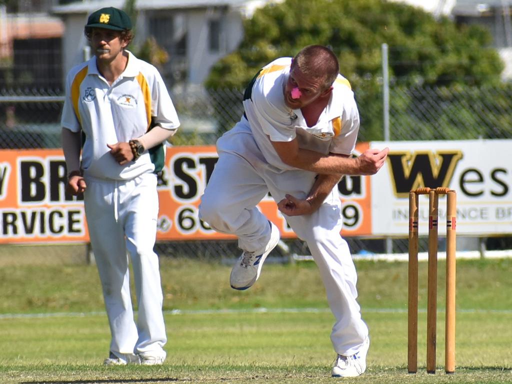 Nathan Blanch took 4 for 30 off 22 overs in a typically miserly spell for GDSC Easts/Westlawn Crown Hotel against South Services at McKittrick Park on Saturday, 21st November, 2020. Photo Jenna Thompson / The Daily Examiner