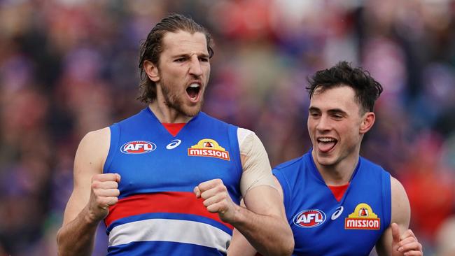 Marcus Bontempelli had another day out against the Crows. Picture: AAP Image/Scott Barbour.