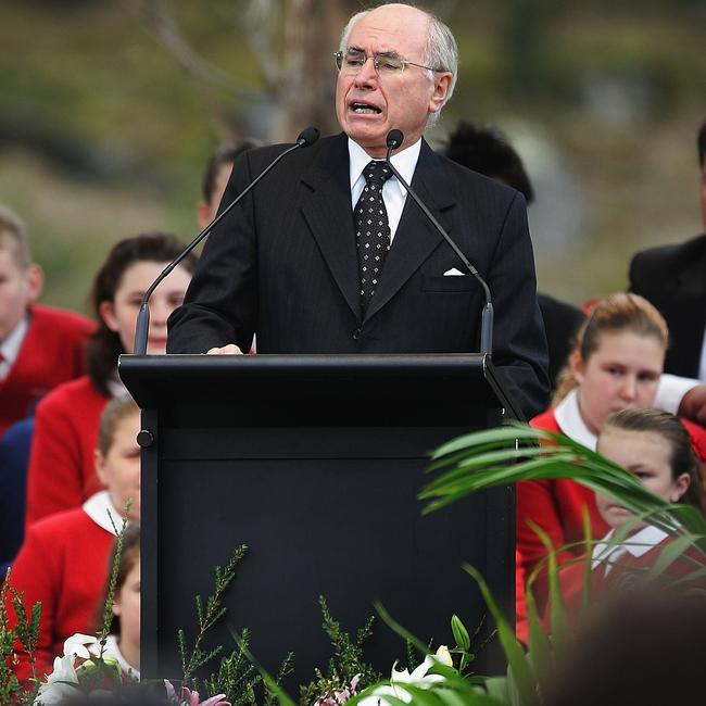 Prime Minister John Howard at a commemoration service to mark the 10th anniversary of the Port Arthur massacre on April 28, 2006 in Port Arthur. Picture: Getty