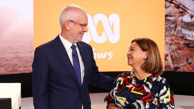 ABC chairman Justin Milne with former managing director Michelle Guthrie. Photo: John Feder