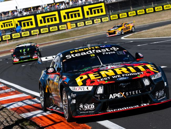 TAUPO, NEW ZEALAND - APRIL 12: (EDITORS NOTE: A circular polarising filter was used for this image) Matthew Payne driver of the #19 Penrite Racing Ford Mustang GT during the ITM Taupo Super 440, part of the 2025 Supercars Championship series Taupo International Motorsport Park on April 12, 2025 in Taupo, New Zealand. (Photo by Daniel Kalisz/Getty Images)