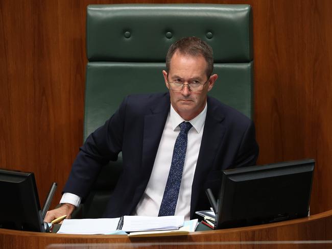 Speaker of the House Andrew Wallace capped off a messy first week in his new role with a spectacular mincing of words that sent MPs into a frenzy of confusion. Picture: NCA NewsWire / Gary Ramage