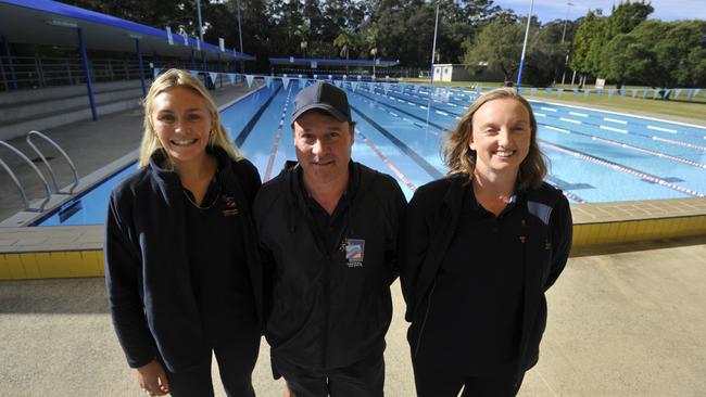 Coffs Harbour War Memorial Olympic Pool customer service supervisor Sophie McConnachie, team leader Richard Leslie and swim school coordinator Bec Gumm. Photo: Tim Jarrett