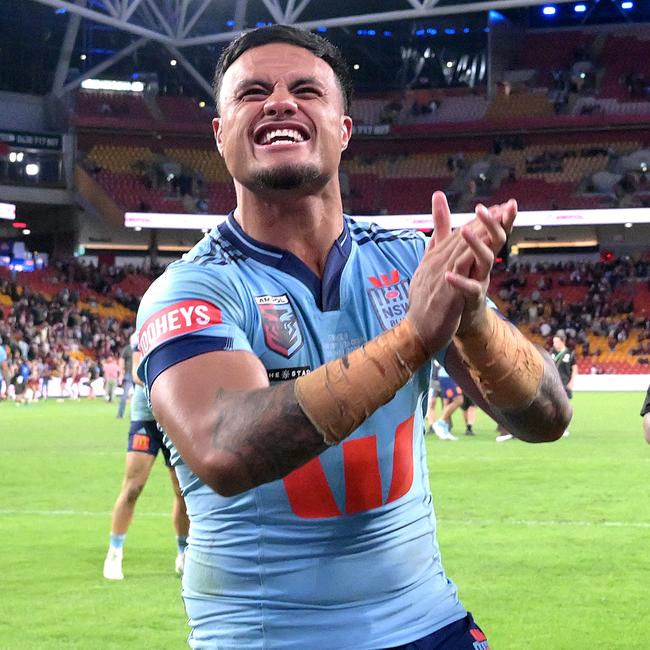 Spencer Leniu celebrates after the win. Picture: Bradley Kanaris/Getty Images