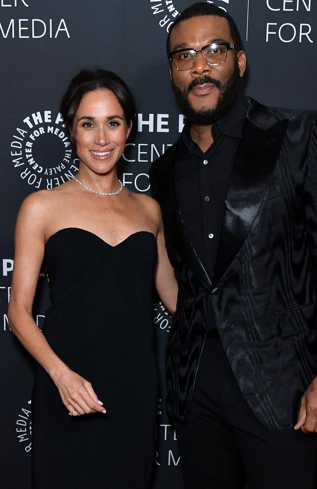 Elsewhere in Los Angeles, Megan Markle was sans husband Prince Harry at the Paley Honors Fall Gala, honouring close pal Tyler Perry. Picture: Unique Nicole/Getty Images