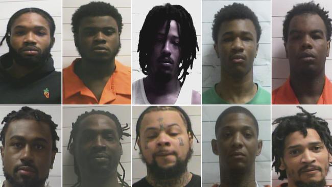 L-R from top: Dkenan Dennis, Gary C Price, Robert Moody, Kendell Myles, Corey E Boyd. L-R from bottom: Lenton Vanburen Jr, Jermaine Donald, Antonine T Massey, Derrick D. Groves, and Leo Tate Sr. Picture: Orleans Parish Sheriff's Office via AP.