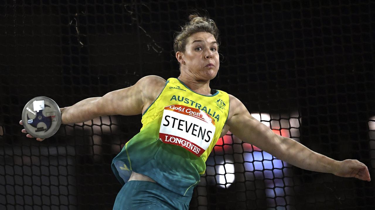 Dani Stevens in action during the women’s discus final in 2018. Picture: AAP Image/Dean Lewins