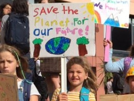 Students protest in Wellington this morning as part of a worldwide protest for climate. Picture: Twitter