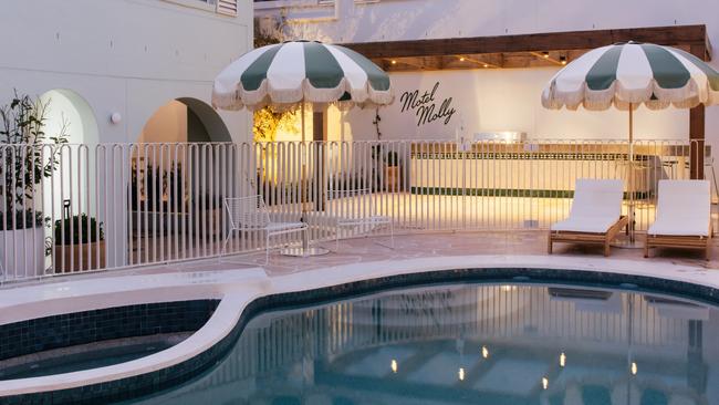 Motel Molly’s stylish pool and spa.